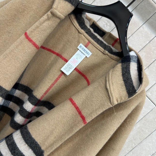 BURBERRY 25S HOODED CASHMERE PONCHO 2768