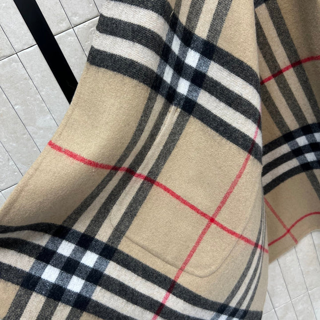 BURBERRY 25S HOODED CASHMERE PONCHO 2768