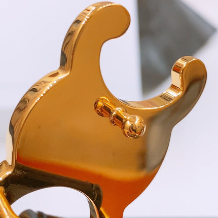 CELINE 25S TRIOMPHE BELT 25MM IN BLACK GLOSSY CALFSKIN GOLD HARDWARE 570968