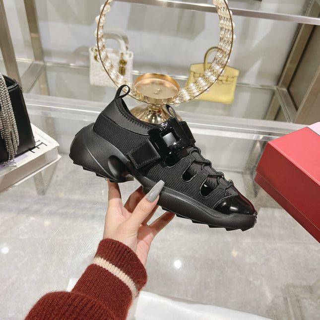 VIV' ON THE RUN TREKKY SNEAKERS IN BLACK SHINY CALFSKIN AND FABRIC