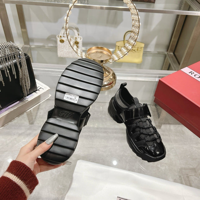 VIV' ON THE RUN TREKKY SNEAKERS IN BLACK SHINY CALFSKIN AND FABRIC