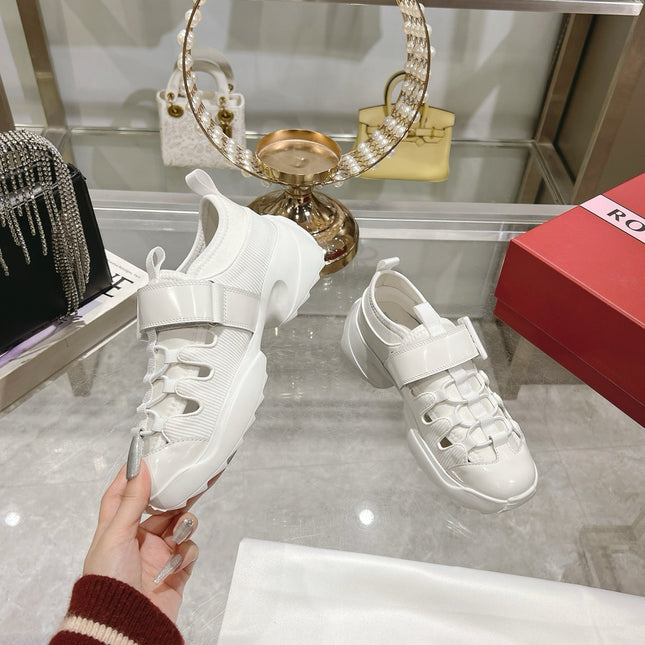 VIV' ON THE RUN TREKKY SNEAKERS IN WHITE SHINY CALFSKIN AND FABRIC