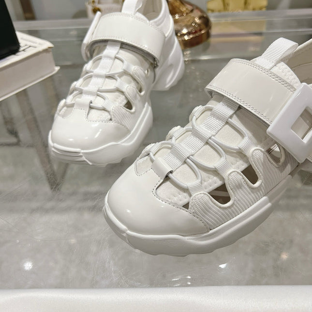 VIV' ON THE RUN TREKKY SNEAKERS IN WHITE SHINY CALFSKIN AND FABRIC
