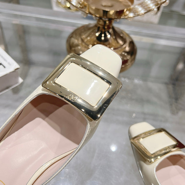 BELLE VIVIER MULES IN IVORY WHITE PATENT CALFSKIN