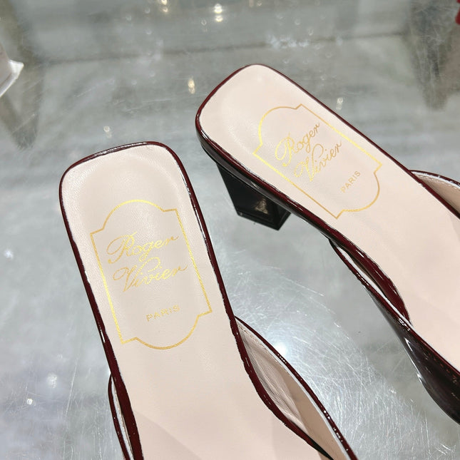 BELLE VIVIER MULES IN BLOOD RED PATENT CALFSKIN