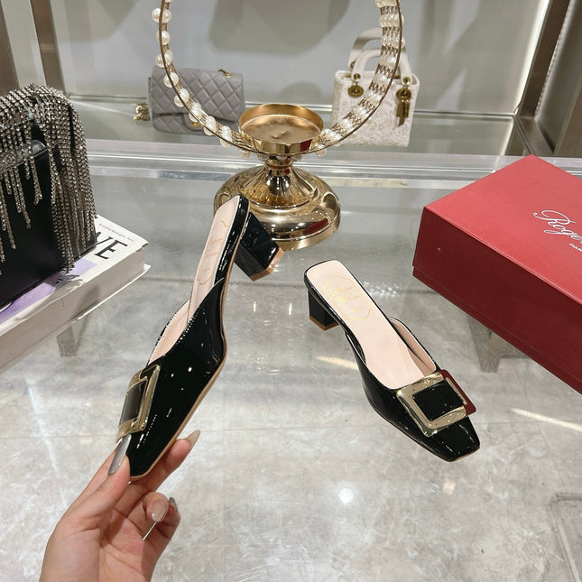 BELLE VIVIER MULES IN BLACK PATENT CALFSKIN