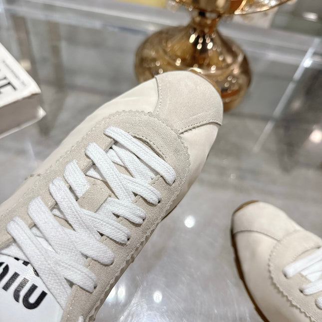 PLUME NAPPA SNEAKERS IN OFF WHITE SUEDE AND CANVAS