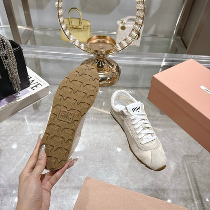 PLUME NAPPA SNEAKERS IN OFF WHITE SUEDE AND CANVAS