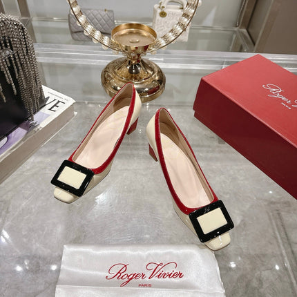 ROGER VIVIER 25S TROMPETTE BALLERINAS 45MM IN IVORY CALFSKIN