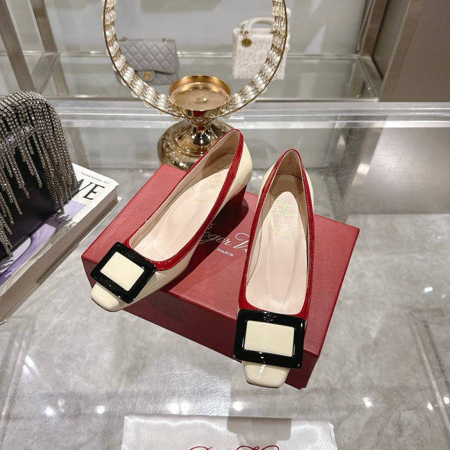 ROGER VIVIER 25S TROMPETTE BALLERINAS 45MM IN IVORY CALFSKIN