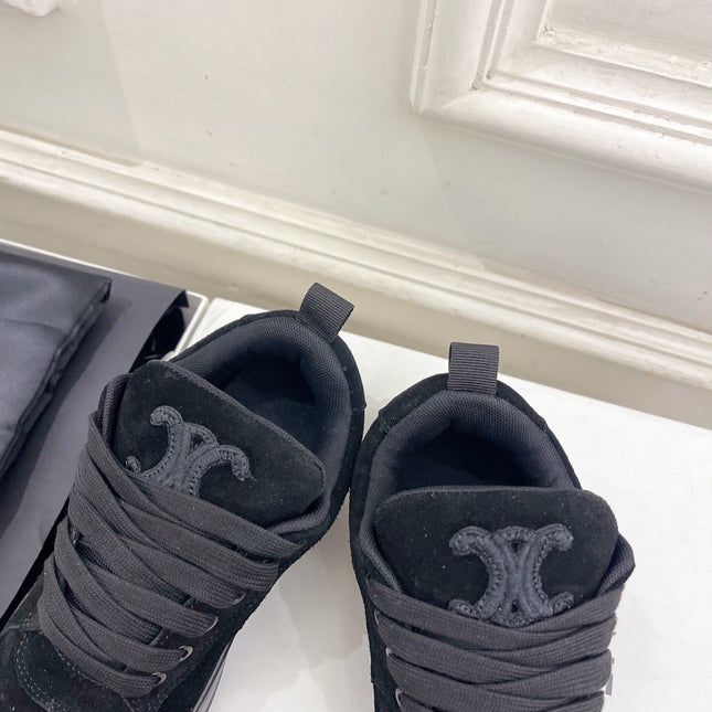 HUNTINGTON LOW LACE-UP SNEAKER IN BLACK SUEDE AND MESH