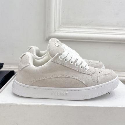 HUNTINGTON LOW LACE-UP SNEAKER IN PALE GRAY SUEDE AND MESH
