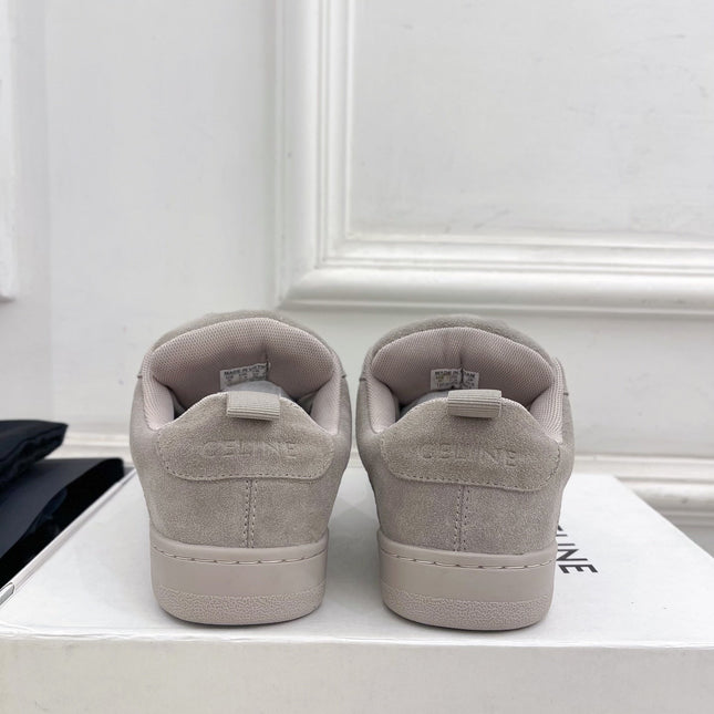 HUNTINGTON LOW LACE-UP SNEAKER IN PASTEL GRAY SUEDE AND MESH