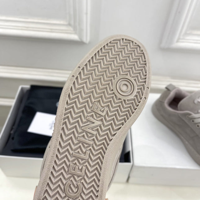 HUNTINGTON LOW LACE-UP SNEAKER IN PASTEL GRAY SUEDE AND MESH