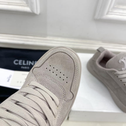 HUNTINGTON LOW LACE-UP SNEAKER IN PASTEL GRAY SUEDE AND MESH