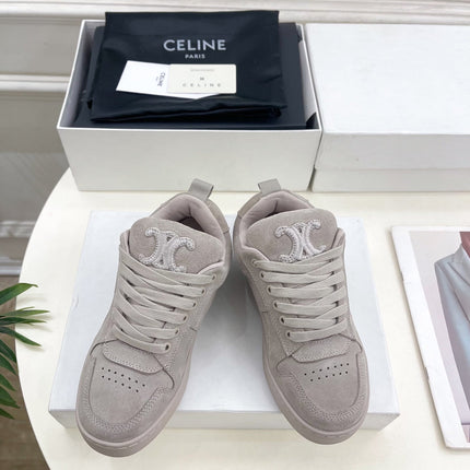 HUNTINGTON LOW LACE-UP SNEAKER IN PASTEL GRAY SUEDE AND MESH