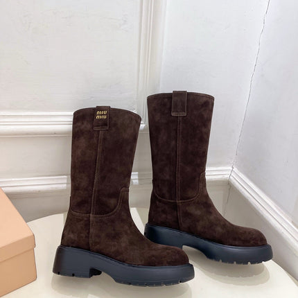 MM HIGH BOOTS 55MM IN DARK BROWN SUEDE