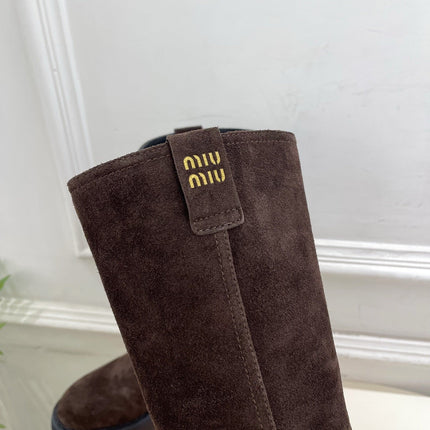 MM HIGH BOOTS 55MM IN DARK BROWN SUEDE
