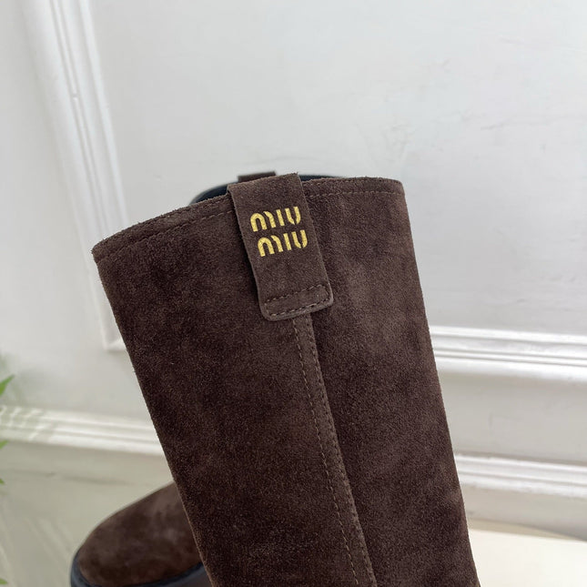 MM HIGH BOOTS 55MM IN DARK BROWN SUEDE