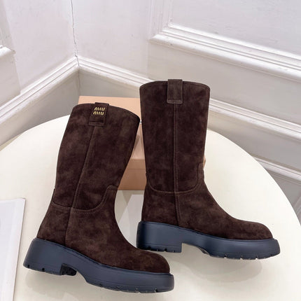 MM HIGH BOOTS 55MM IN DARK BROWN SUEDE
