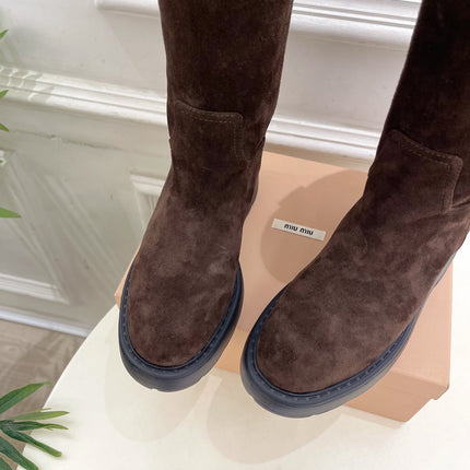 MM HIGH BOOTS 55MM IN DARK BROWN SUEDE
