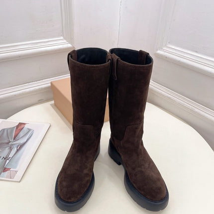 MM HIGH BOOTS 55MM IN DARK BROWN SUEDE
