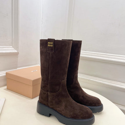 MM HIGH BOOTS 55MM IN DARK BROWN SUEDE