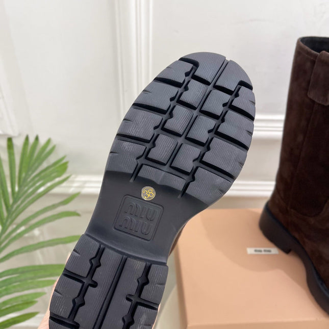 MM HIGH BOOTS 55MM IN DARK BROWN SUEDE