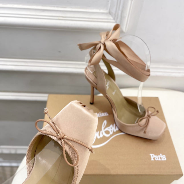 CASSIA LACE UP 100MM IN BEIGE SATIN