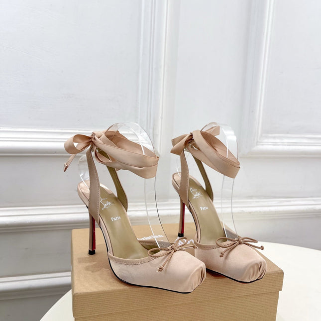 CASSIA LACE UP 100MM IN BEIGE SATIN