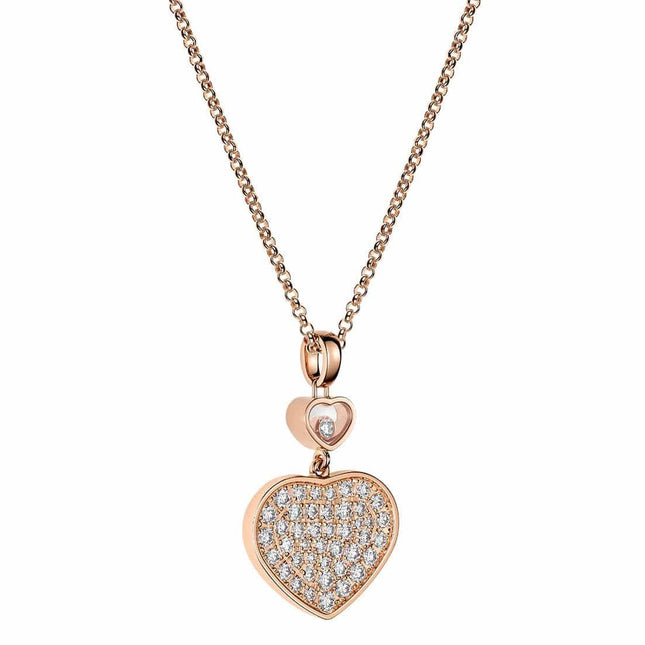 HAPPY HEART NECKLACE PINK GOLD FULL DIAMOND