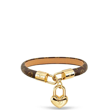 LV CRAZY LOCK LEATHER GOLD BRACELET