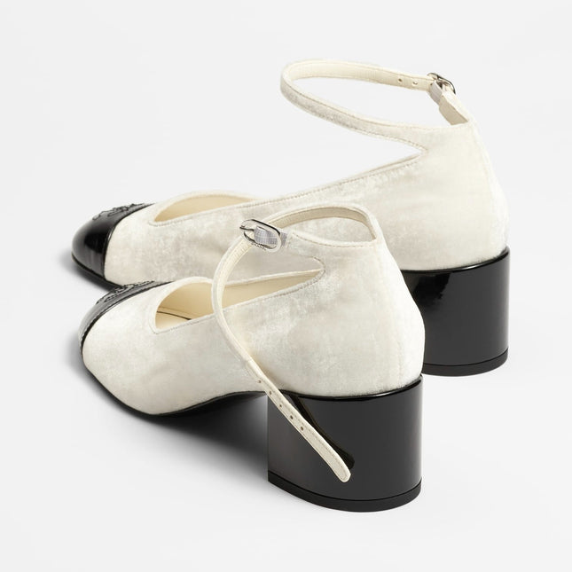 MARY JANES IVORY BLACK VELVET