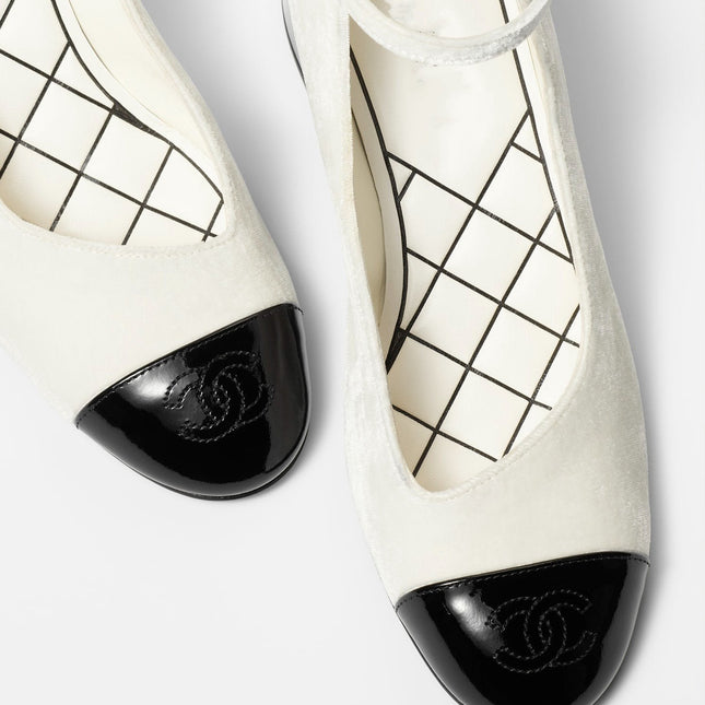 MARY JANES IVORY BLACK VELVET