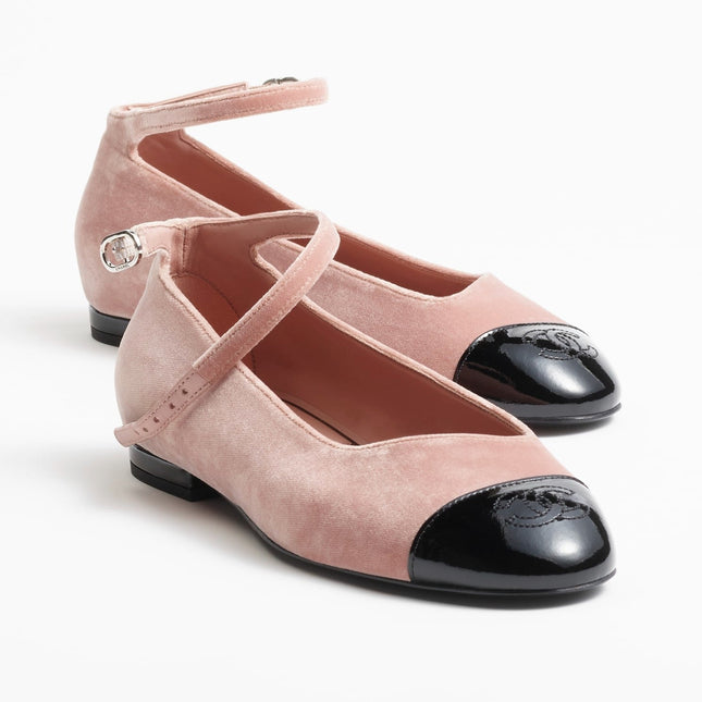 MARY JANES LIGHT PINK BLACK VELVET