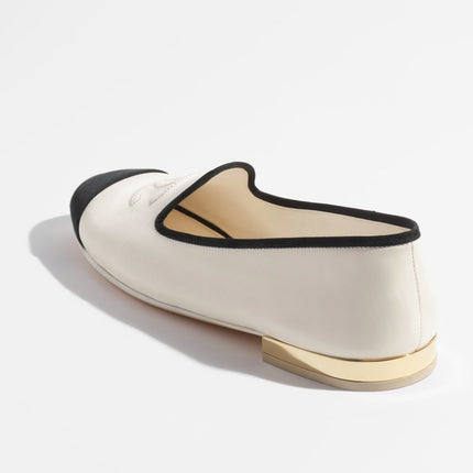 MOCCASINS WHITE BLACK LAMBSKIN