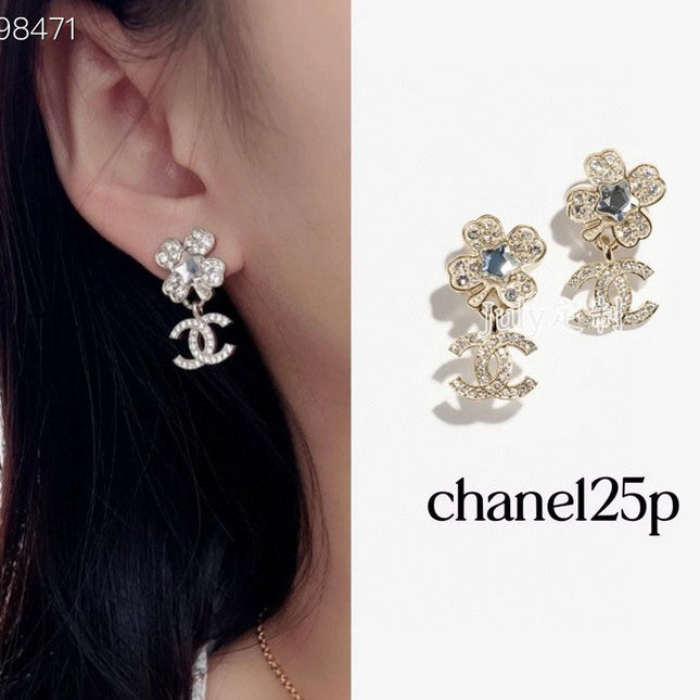 PENDANT EARRINGS CC 25P IN GOLD AND CRYSTAL