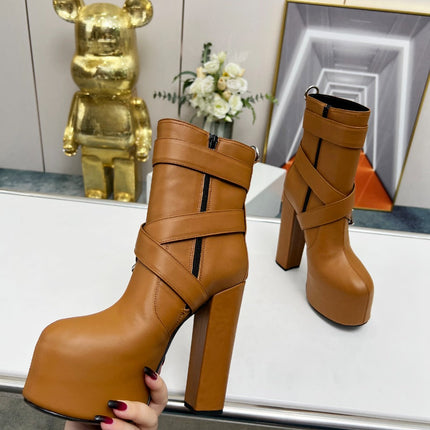 SL ANKLE BUCKLE BOOT PLATFORM SIENNA CALFSKIN