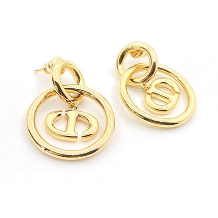 CD NAVY EARRINGS GOLD