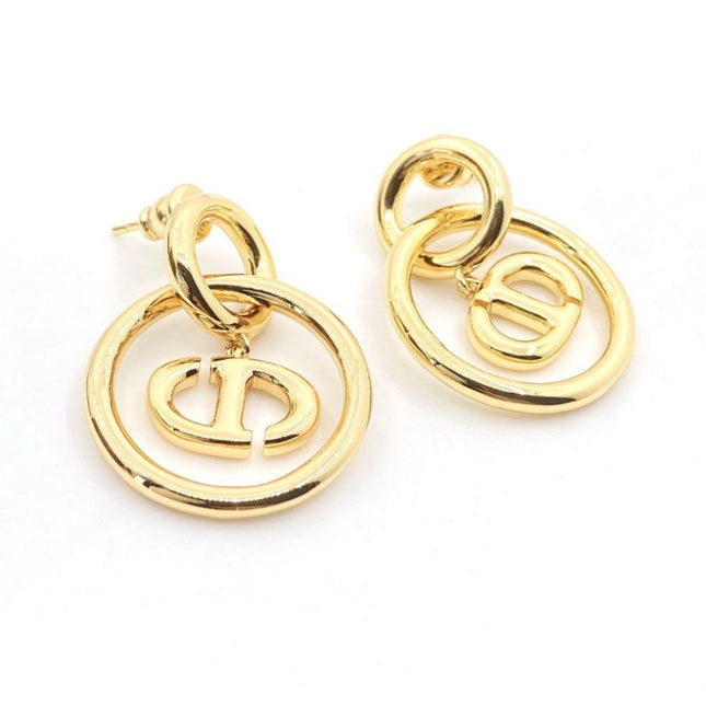 CD NAVY EARRINGS GOLD