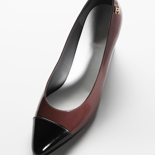 PUMPS DARK BROWN BLACK PATENT CALFSKIN