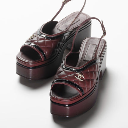 SANDALS BURGUNDY BLACK LAMBSKIN