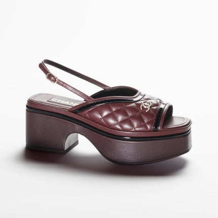 SANDALS BURGUNDY BLACK LAMBSKIN