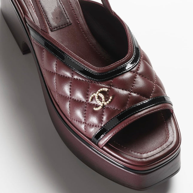 SANDALS BURGUNDY BLACK LAMBSKIN