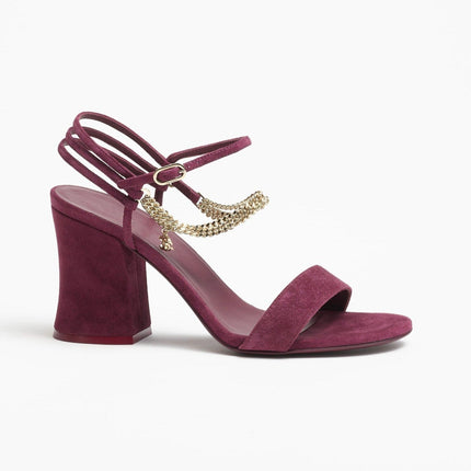 SANDALS BURGUNDY SUEDE CALFSKIN