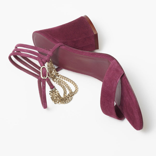 SANDALS BURGUNDY SUEDE CALFSKIN