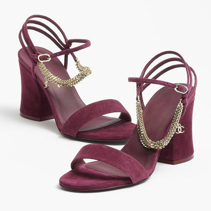 SANDALS BURGUNDY SUEDE CALFSKIN