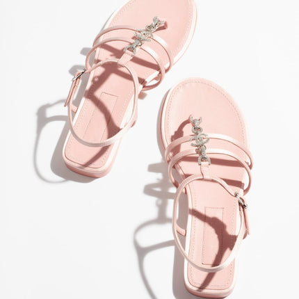 SANDALS LIGHT PINK SATIN METAL