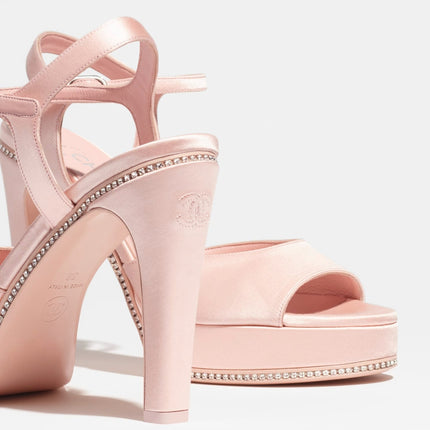 SANDALS LIGHT PINK SATIN STRASS