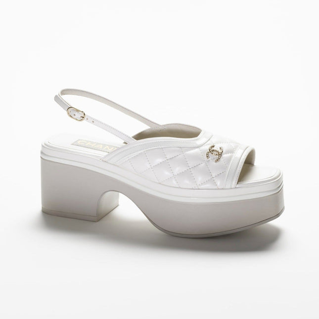 SANDALS WHITE LAMBSKIN PATENT